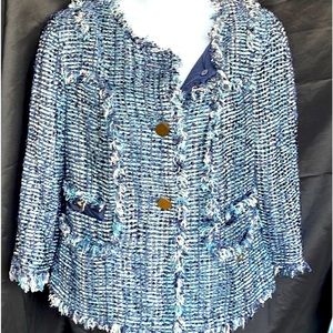 Tory Burch Blue Tweed Daniella Jacket